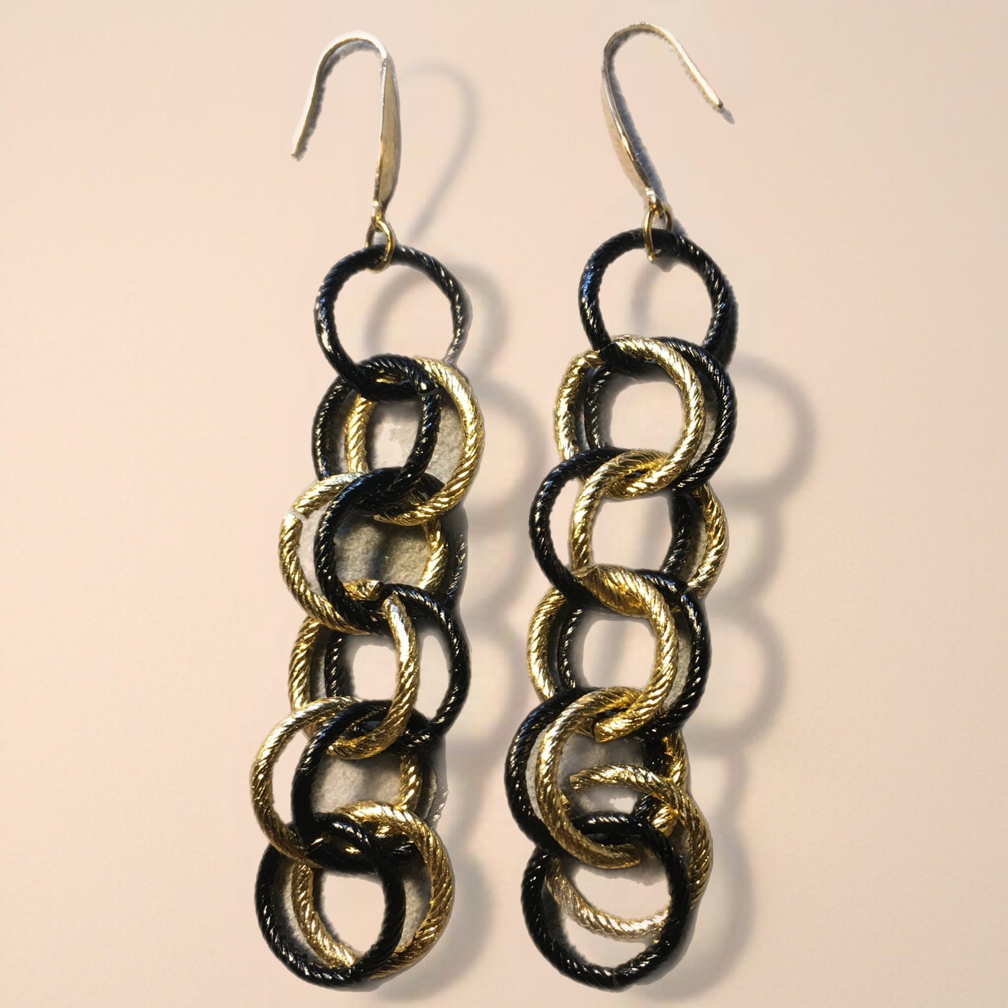 ORECCHINI CERCHI BICOLORE  NERO E ORO