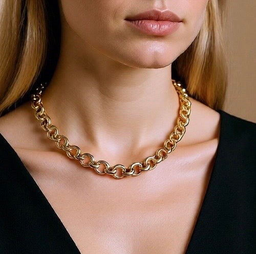 COLLANA CON CERCHI BICOLOR ORO E ARGENTO