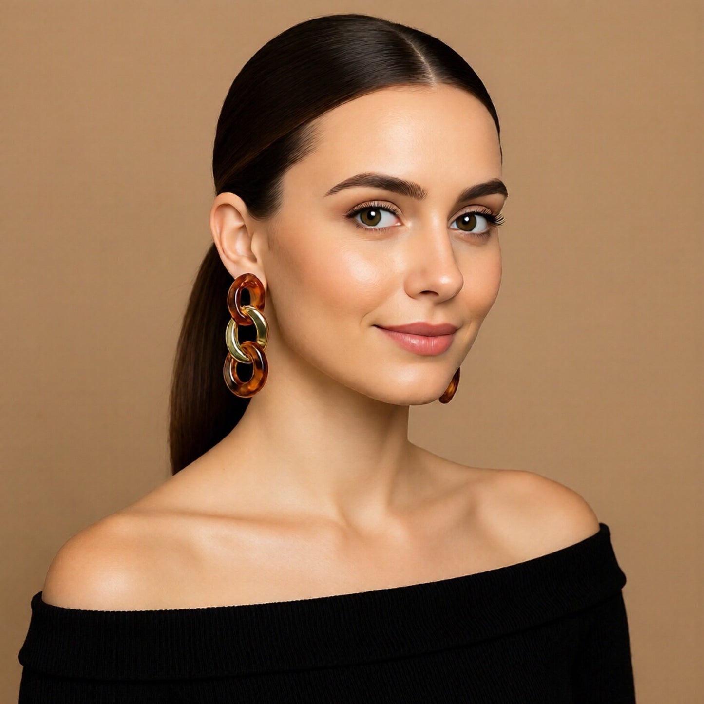 ORECCHINI CATENA MARRONE