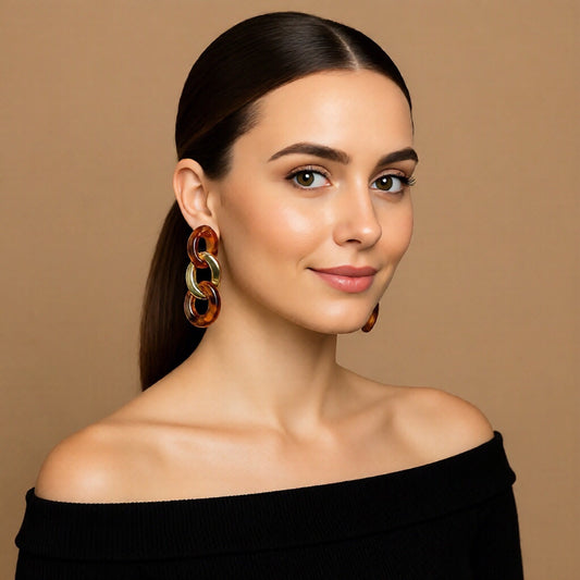 ORECCHINI CATENA MARRONE