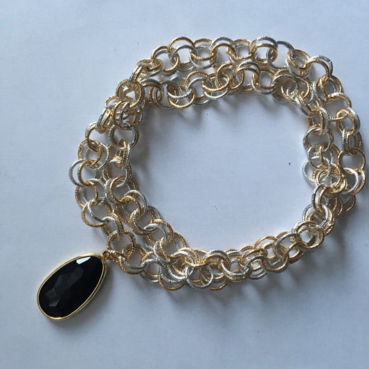 COLLANA LUNGA BICOLOR CON PENDENTE