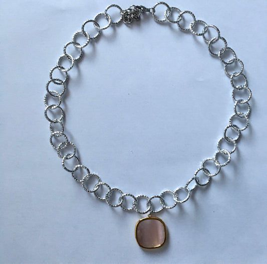 COLLANA CON PIETRA NATURALE ROSA ANTICO